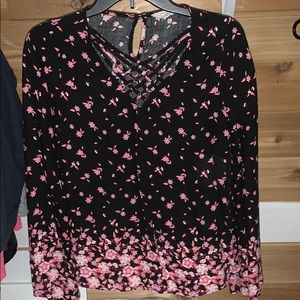 long sleeved floral print blouse